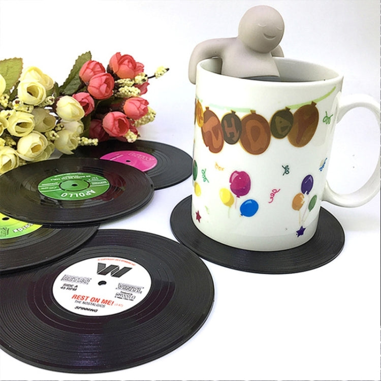 6 PCS/Set Retro Black Vinyl CD Record Drink Coasters Home Table Cup Mat Decor Coffee Drink Placemat Tableware Spinning, Diameter: 10.7cm, 6 PCS Cup Mat 6 PCS Cup Mat