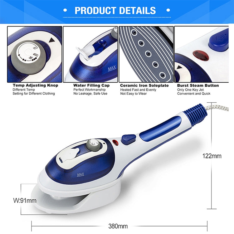 Multifunction Household Handheld Steamer Travel Portable Hand - Held Steam Hanging Hot Machine Ceramic Bottom with Flannelette Brush & Hair Brush & Measuring Cup,EU Plug, EU Plug Purple, EU Plug Blue – Waterproof