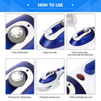 Multifunction Household Handheld Steamer Travel Portable Hand - Held Steam Hanging Hot Machine Ceramic Bottom with Flannelette Brush & Hair Brush & Measuring Cup,EU Plug, EU Plug Purple, EU Plug Blue – Waterproof