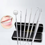 6 in 1 Dental Tool Set (Stainless Steel Probe + Hoe-shaped Dentist + Sickle Dentist + Tooth Stain Rejection Device + Dental Tweezers + Mouth Mirror), 6 in 1 6 in 1