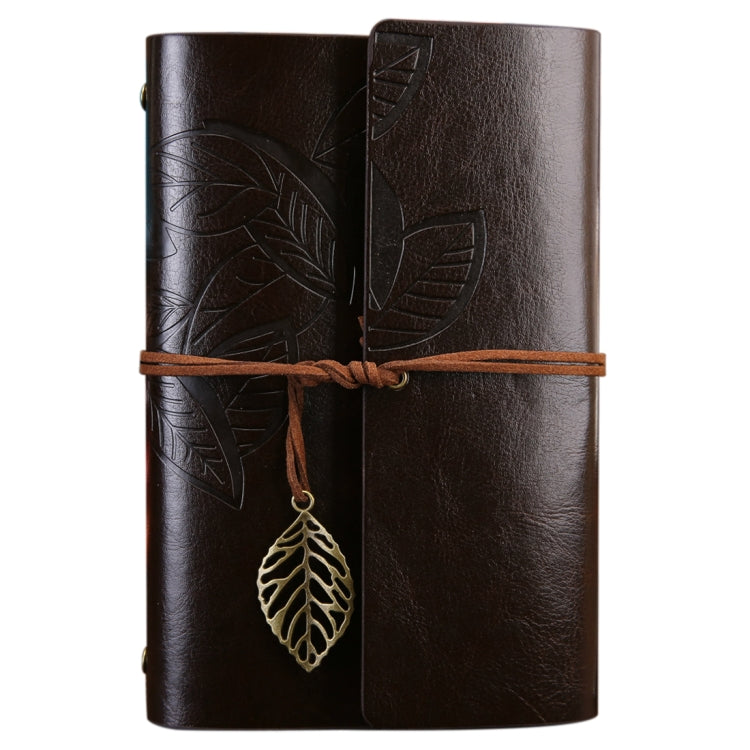 Creative Retro Autumn Leaves Pattern Loose-leaf Travel Diary Notebook, Size: L, L L Coffee