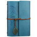 Creative Retro Autumn Leaves Pattern Loose-leaf Travel Diary Notebook, Size: M, M M Blue