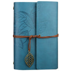Creative Retro Autumn Leaves Pattern Loose-leaf Travel Diary Notebook, Size: M, M M Blue