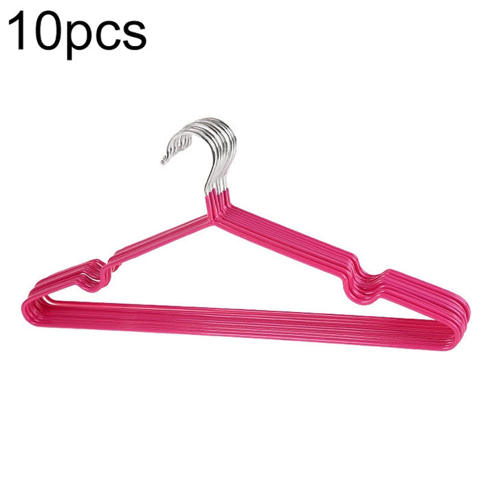 10pcs Household Stainless Steel PVC Coating Anti-skid Traceless Clothes Drying Rack – Durable Build, Easy to Use Rose Red