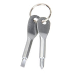 Outdoor Portable 2 in 1 Slotted + Cross Screwdriver Set Tool with Keyring, 2 in 1 (Silver) 2 in 1 (Silver) Silver
