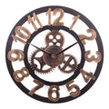 Retro Wooden Round Single-sided Gear Clock Arabic Number Wall Clock, Diameter: 70cm, Number 70cm – TPU Number 70cm Gold