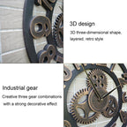 Retro Wooden Round Single-sided Gear Clock Arabic Number Wall Clock, Diameter: 70cm, Number 70cm – TPU