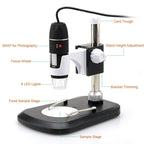 DMS-MDS800 40X-1600X Magnifier 2.0MP Image Sensor USB Digital Microscope with 8 LEDs & Professional Stand, 40X-1600X