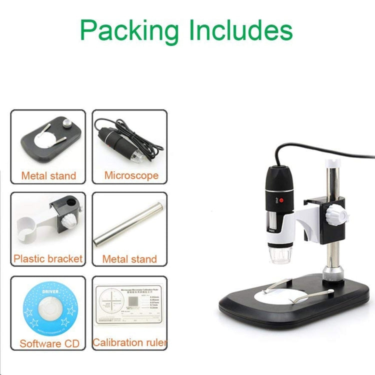 DMS-MDS800 40X-1600X Magnifier 2.0MP Image Sensor USB Digital Microscope with 8 LEDs & Professional Stand, 40X-1600X