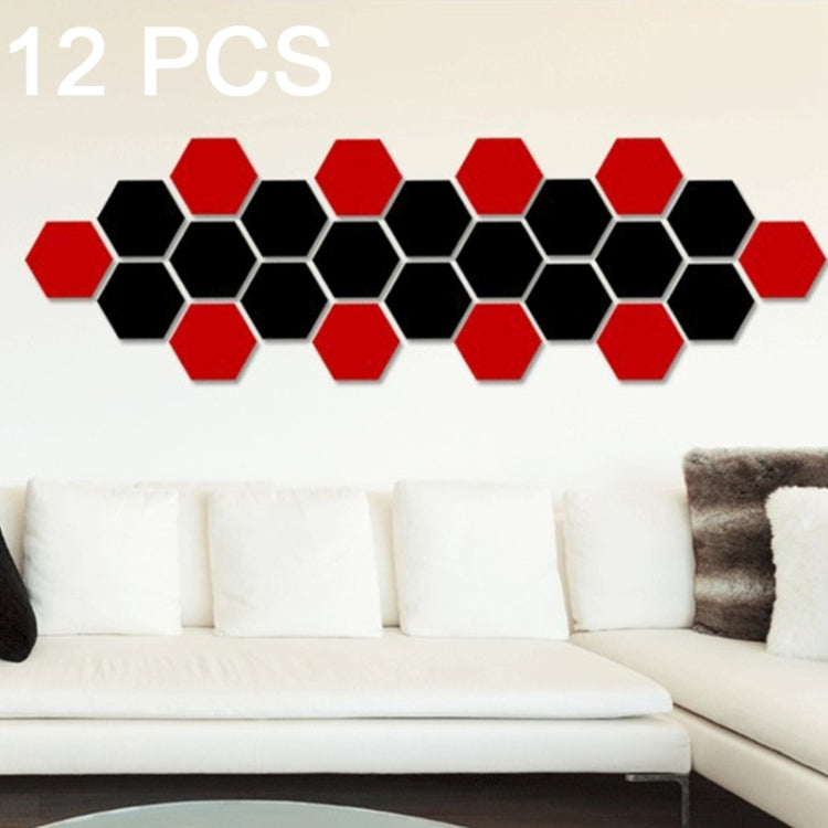 12 PCS 3D Hexagonal Mirror Wall Stickers Set, Size: 10*10cm, Size: 10*10cm (Black), Size: 10*10cm (Gold), Size: 10*10cm (Red), Size: 10*10cm (Silver) Size: 10*10cm (Black) Black