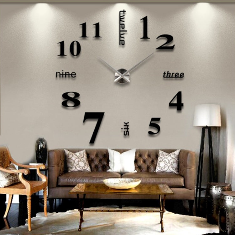 Creative 3D Mirror DIY Wall Sticker Clock, Size: 120*120cm, Size: 120*120cm(Yellow), Size: 120*120cm(Black), Size: 120*120cm(White) – Durable Build, Easy to Use Size: 120*120cm(Black) Black