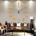 Creative 3D Mirror DIY Wall Sticker Clock, Size: 120*120cm, Size: 120*120cm(Yellow), Size: 120*120cm(Black), Size: 120*120cm(White) Size: 120*120cm(Yellow) Gold