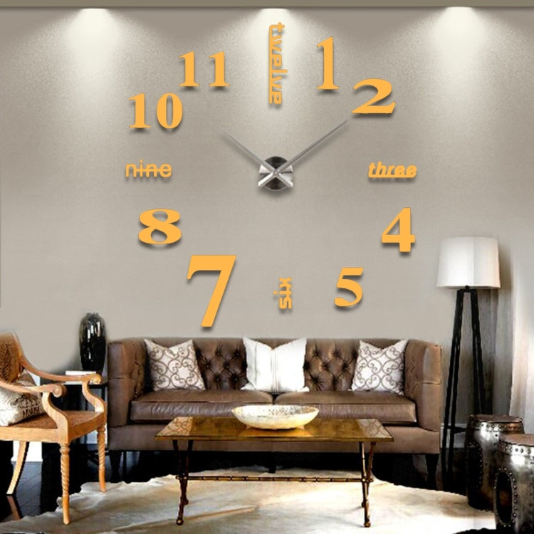 Creative 3D Mirror DIY Wall Sticker Clock, Size: 120*120cm, Size: 120*120cm(Yellow), Size: 120*120cm(Black), Size: 120*120cm(White) Size: 120*120cm(Yellow) Gold