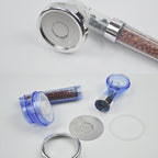3 Settings Adjustable PC Negative Ions Shower Head, Size: Large, Interface: 2cm, 3 Settings Size: Large,(Blue), 3 Settings Size: Large(Transparent)