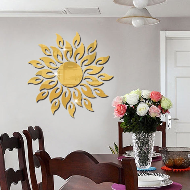 Sunflower Mirror Wall Sticker Bedroom Living Room Decoration Wall Stickers, Sunflower Black, Sunflower Glod, Sunflower Silver – Durable Build, Easy to Use Sunflower Glod Gold
