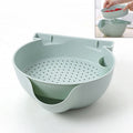 Kitchen Double Layer Fruit Bowl Washing Basket Lazy Bracket Snack Nuts Bowl Blue