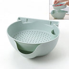 Kitchen Double Layer Fruit Bowl Washing Basket Lazy Bracket Snack Nuts Bowl Blue