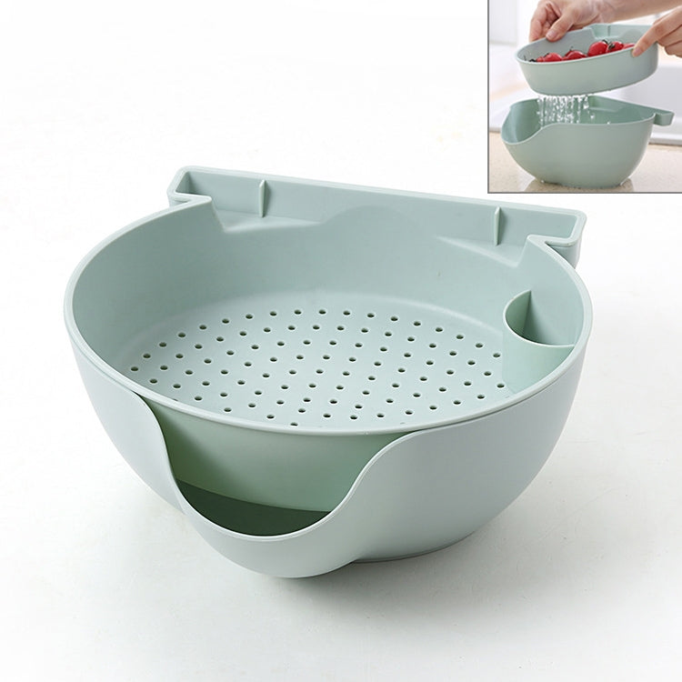 Kitchen Double Layer Fruit Bowl Washing Basket Lazy Bracket Snack Nuts Bowl Blue