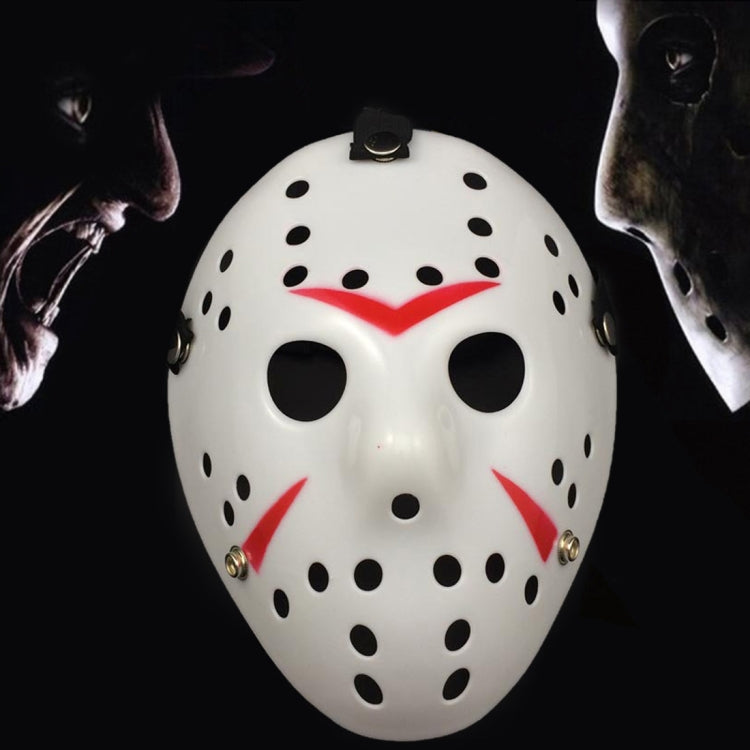 Halloween Party Cool Thicken Jason Mask, Silver, Fluorescent Green, Gold, Red + White – Durable Build, Easy to Use Red + White Red + White