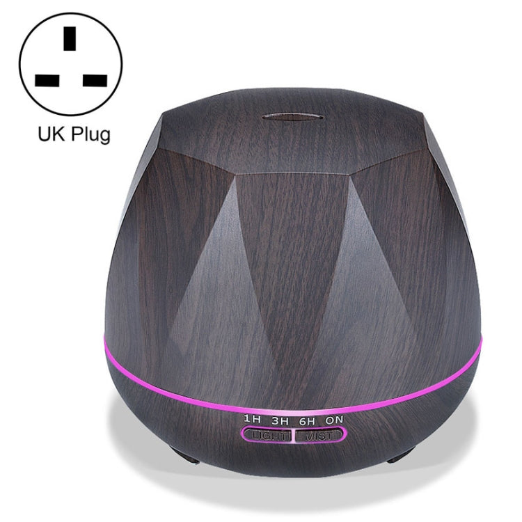 Peach Shape Wood Grain Remote Control Ultrasonic Humidifier Aromatherapy Machine Automatic Alcohol Sprayer with LED Lights, Capacity: 400mL, UK Plug (Dark Wood Color), Peach Shape Dark Wood Color, Peach Shape Light Wood Color, Diamond Dark Wood Color  ... Diamond Dark Wood Color HC9143CA