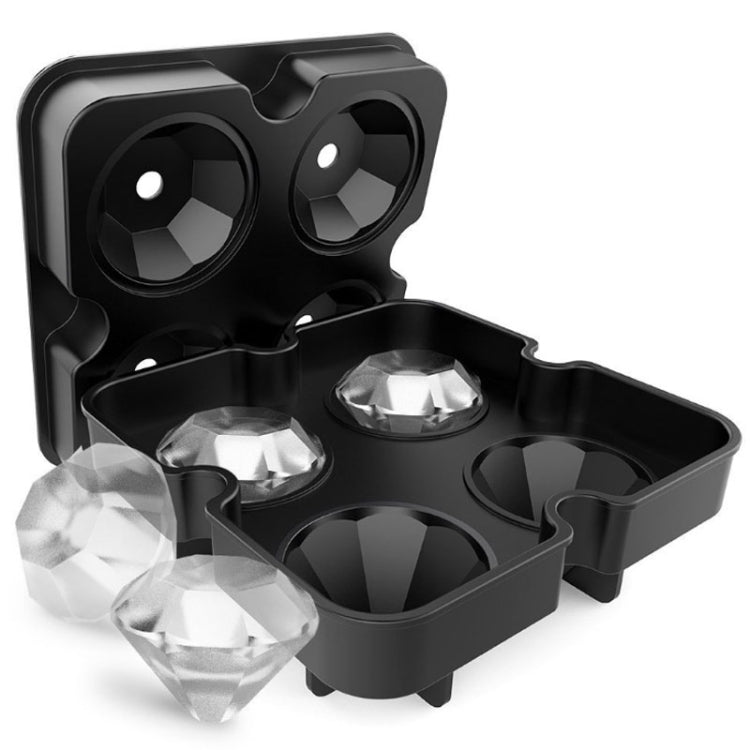 New 4 Cavity Diamond Shape 3D Ice Cube Mold Maker Bar Party Silicone Trays Chocolate Mold Kitchen Tool, Diamond Shape Diamond Shape