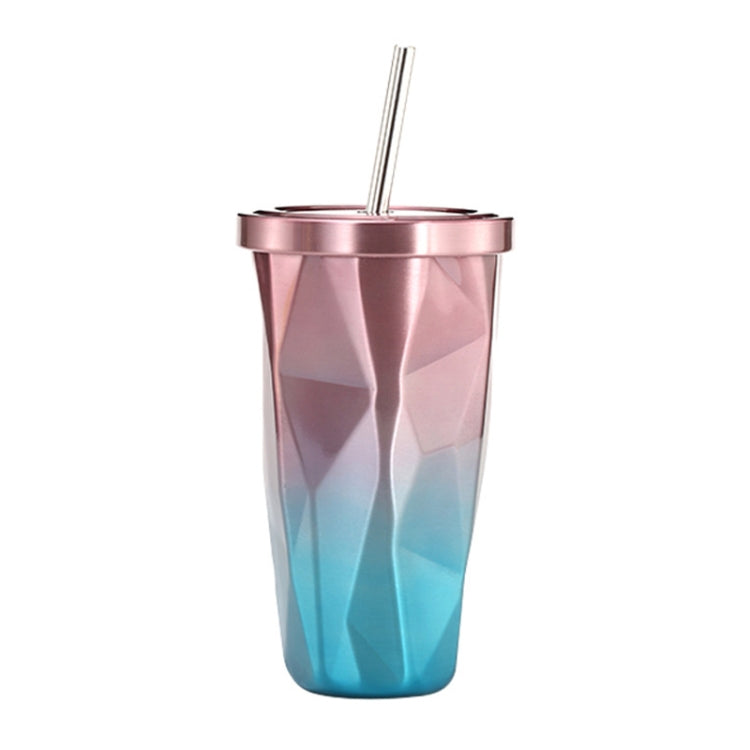 500ml Irregular Double Layer 304 Stainless Steel Sippy Cup – Durable Build, Easy to Use Pink