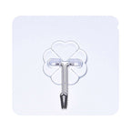 10pcs PVC + Stainless Steel Thin Plum Shape Seamless Adhesive Hook Waterproof Transparent Strong Stick Hook Kitchen Wall Mount, Thin