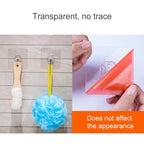 10pcs PVC + Stainless Steel Thin Plum Shape Seamless Adhesive Hook Waterproof Transparent Strong Stick Hook Kitchen Wall Mount, Thin