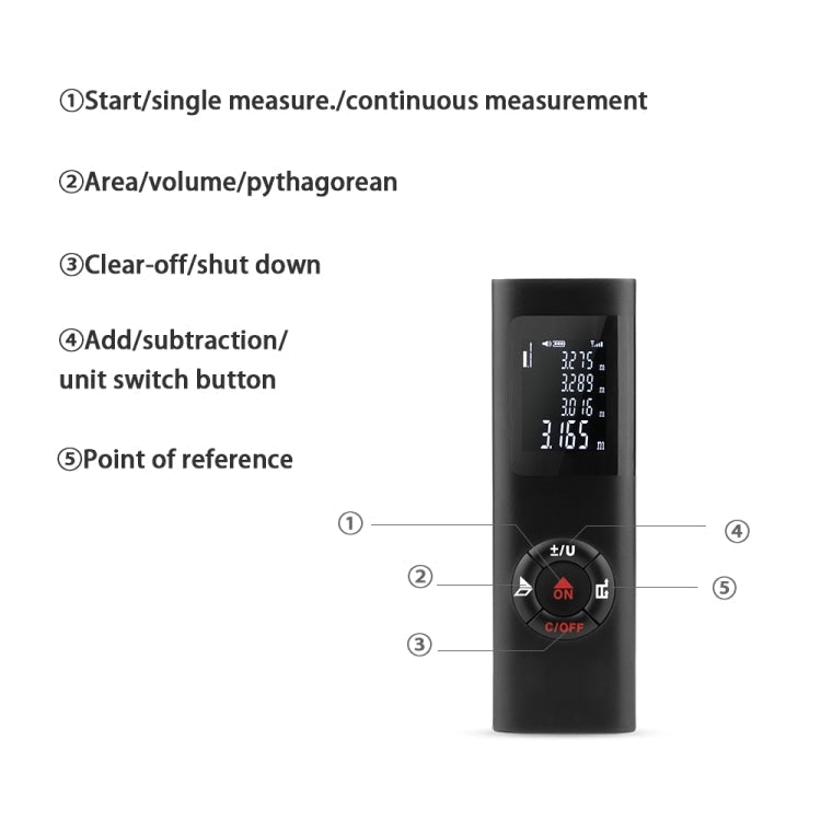 JQ-60 Mini Laser Distance Meter 60m Rechargeable Digital Handheld Laser Rangefinder, 60m