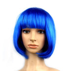 Party Cosplay Headwear Straight Short PET Wigs for Female(Lavender) Royal Blue