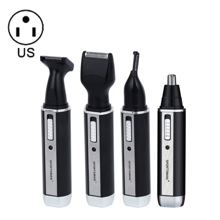 SPORTSMAN Four-in-one Rechargeable Ear Nose Trimmer Electric Shaver Beard Face Eyebrows Hair Trimmer For Men, US Plug(Black, 110V), US Plug US Plug