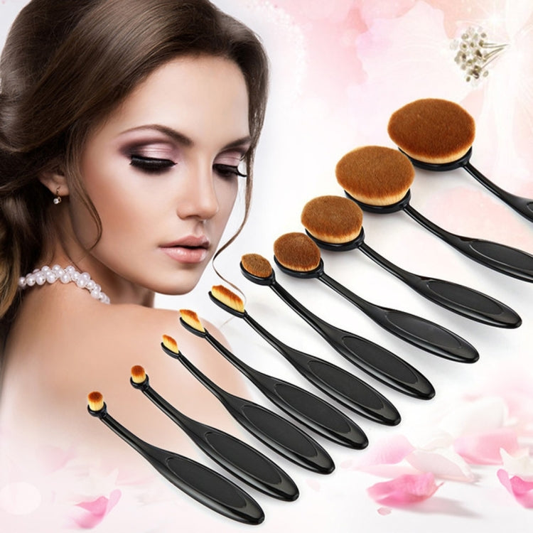 10 PCS Toothbrush Style Handle Makeup Brush Eyebrow Brush Set, Black Black