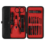 12 in 1 Advanced Stainless Nail Care Clipper Pedicure Manicure Kits with Leather Case, Red+Black Red+Black Red+Black
