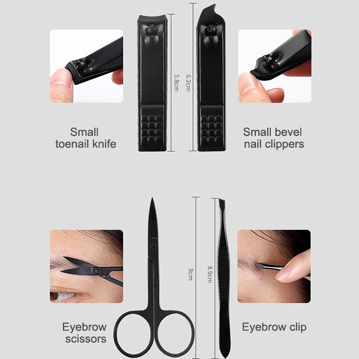 12 in 1 Advanced Stainless Nail Care Clipper Pedicure Manicure Kits with Leather Case, Red+Black