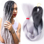 Fashion Color Gradient Individual Braid Wigs Chemical Fiber Big Braids, Length: 60cm(04 Black+Red), 58, 60
