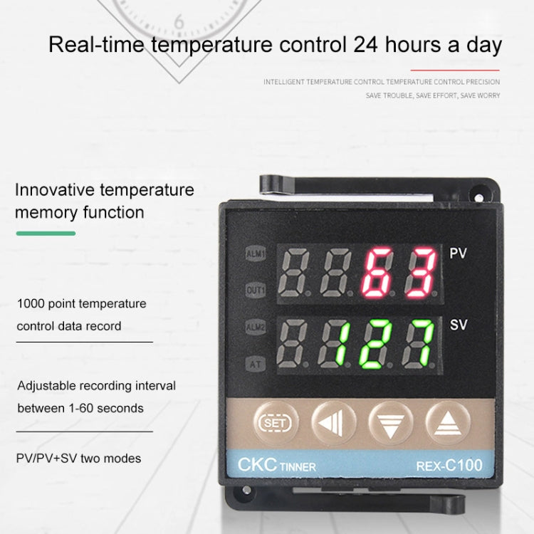 REX-C100 Thermostat + Thermocouple + SSR-60 DA Solid State Module Intelligent Temperature Control Kit, 60DA