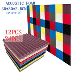 24 PCS Recording Studio Drum Room Acoustic Foam, Random Color Delivery, 24 PCS