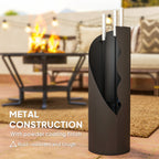4 Piece Fireplace Tools Set, Metal Fireplace Accessories with Broom, Shovel, Poker, Bucket, Silver