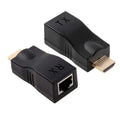 HDMI to RJ45 Extender Adapter (Receiver & Transmitter) by Cat-5e/6 Cable, Support HDCP, Transmission Distance: 30m, Single RJ45 Black Single RJ45 Black