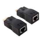 HDMI to RJ45 Extender Adapter (Receiver & Transmitter) by Cat-5e/6 Cable, Support HDCP, Transmission Distance: 30m, Single RJ45 Black