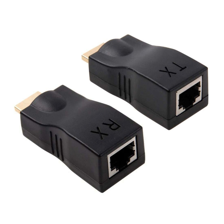 HDMI to RJ45 Extender Adapter (Receiver & Transmitter) by Cat-5e/6 Cable, Support HDCP, Transmission Distance: 30m, Single RJ45 Black