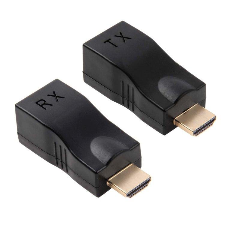 HDMI to RJ45 Extender Adapter (Receiver & Transmitter) by Cat-5e/6 Cable, Support HDCP, Transmission Distance: 30m, Single RJ45 Black