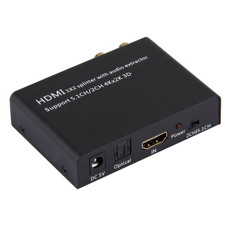 HDMI 1x2 Splitter with Audio Extractor, Support 5.1CH / 2CH, 4Kx2K, 3D, 4Kx2K with Audio Extractor – TPU, 4K