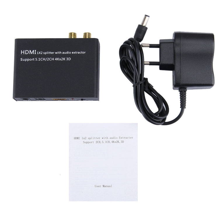 HDMI 1x2 Splitter with Audio Extractor, Support 5.1CH / 2CH, 4Kx2K, 3D, 4Kx2K with Audio Extractor – TPU, 4K