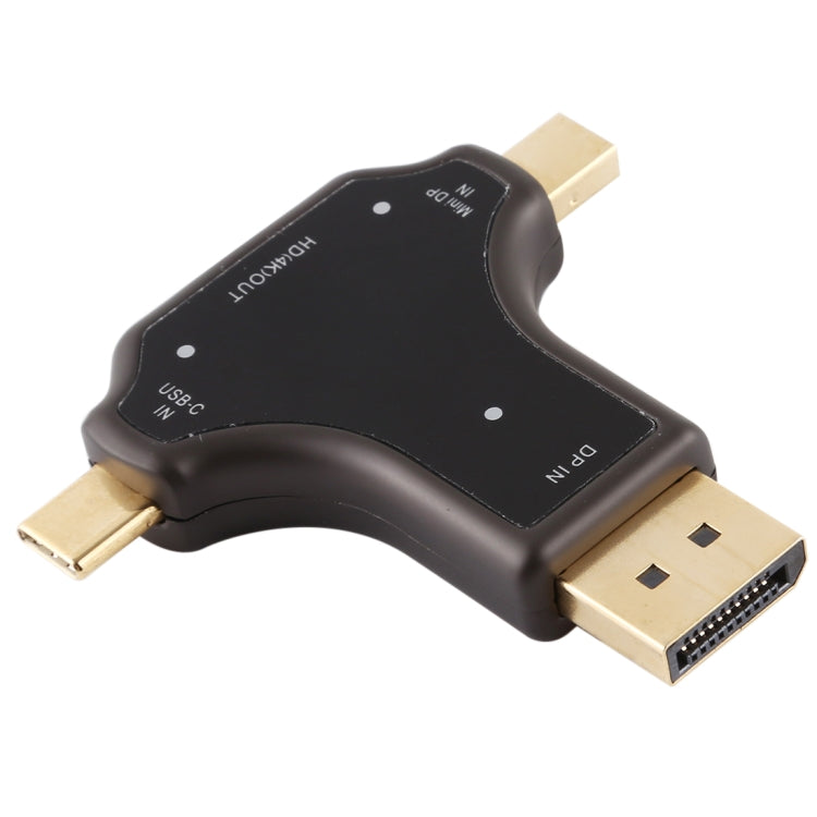 D63A Adapter – DisplayPort + Mini DP + UCB-C / Type-C Male to HDMI Female 3 in 1...