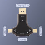 D63A Adapter – DisplayPort + Mini DP + UCB-C / Type-C Male to HDMI Female 3 in 1...
