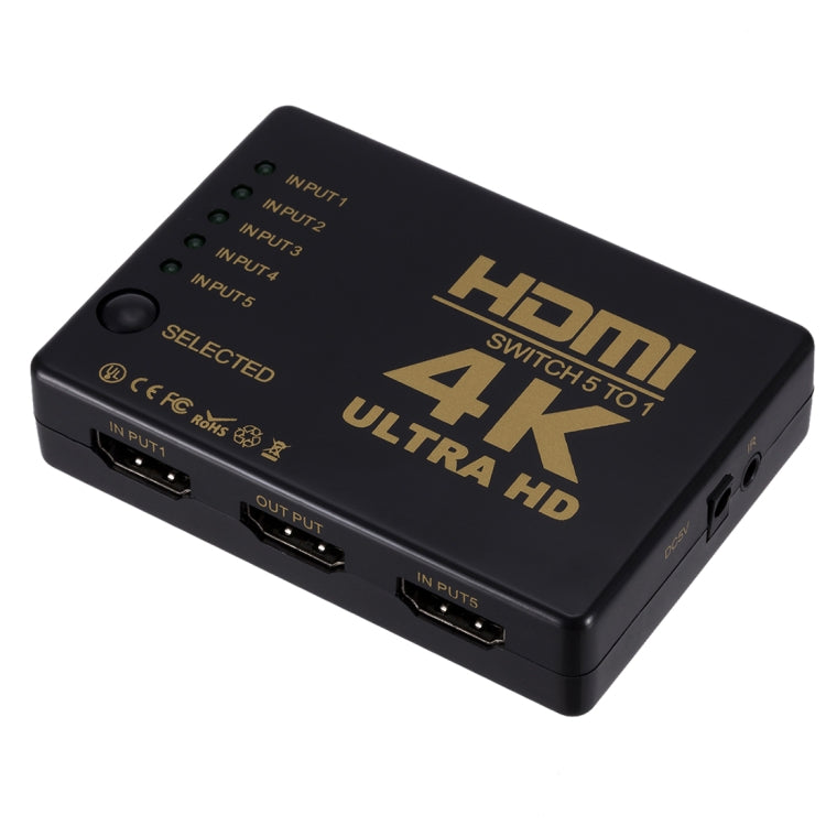 ZMT-968885 HDMI Switch 5 into 1 out 4K*2K HD Video Switch with Remote Control, 5 into 1 out – TPU, 4K