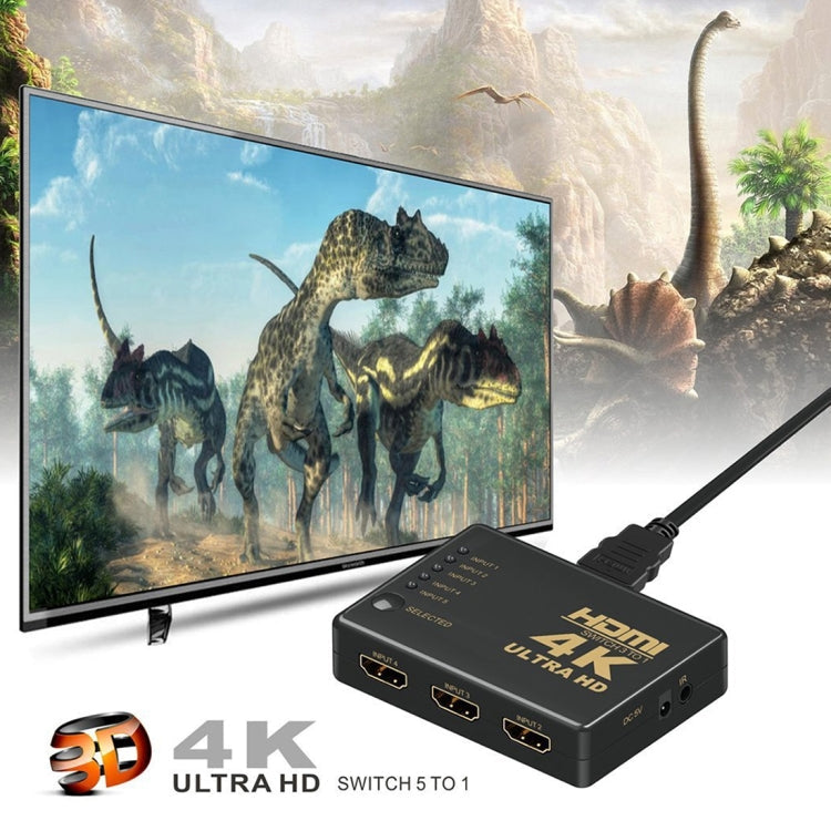ZMT-968885 HDMI Switch 5 into 1 out 4K*2K HD Video Switch with Remote Control, 5 into 1 out – TPU, 4K