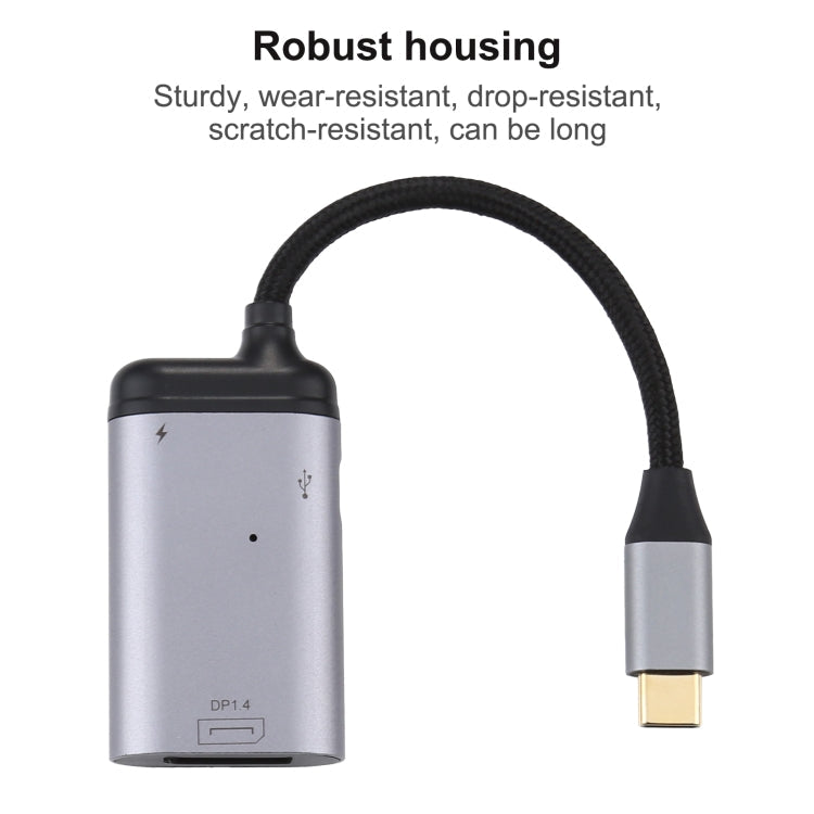 4K USB-C / Type-C to DisplayPort 1.4 + PD Data Sync Adapter Cable, Type-C to DP – Aluminum Alloy, TPU, 4K
