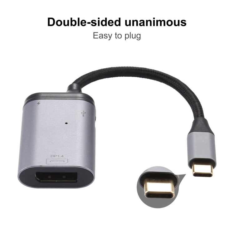 4K USB-C / Type-C to DisplayPort 1.4 + PD Data Sync Adapter Cable, Type-C to DP – Aluminum Alloy, TPU, 4K